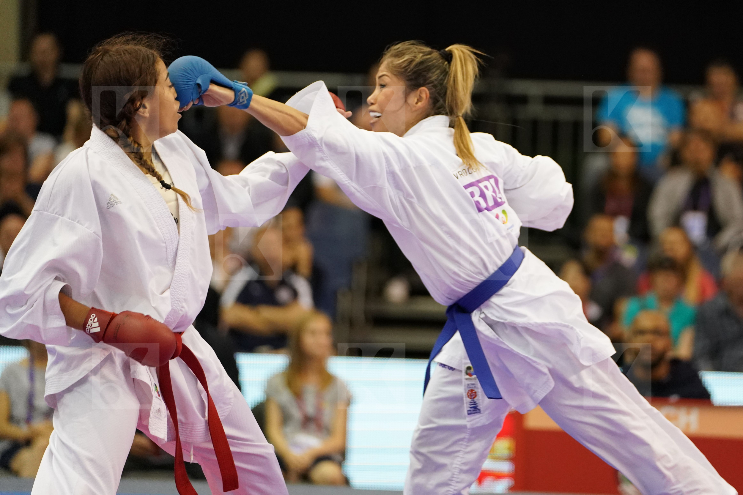 Brazil Female Kumite -55kg France Kumizaki Valeria Thouy Emilie